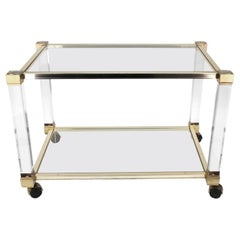 Vintage Pierre Vandel Bar Cart in Lucite, Chrome and Glass