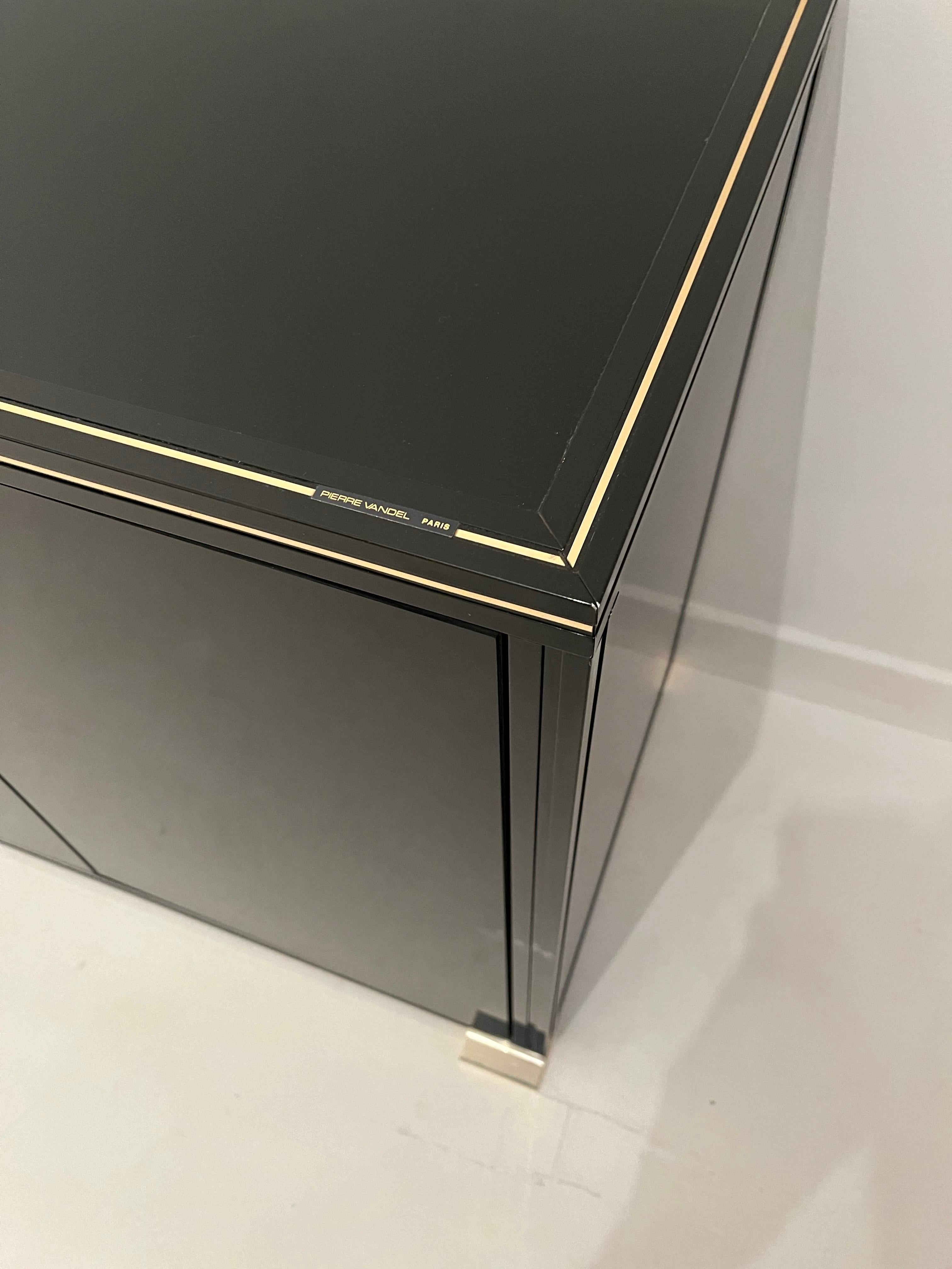 Pierre Vandel Double Sideboard Credenza Black Gold - c1980s For Sale 4
