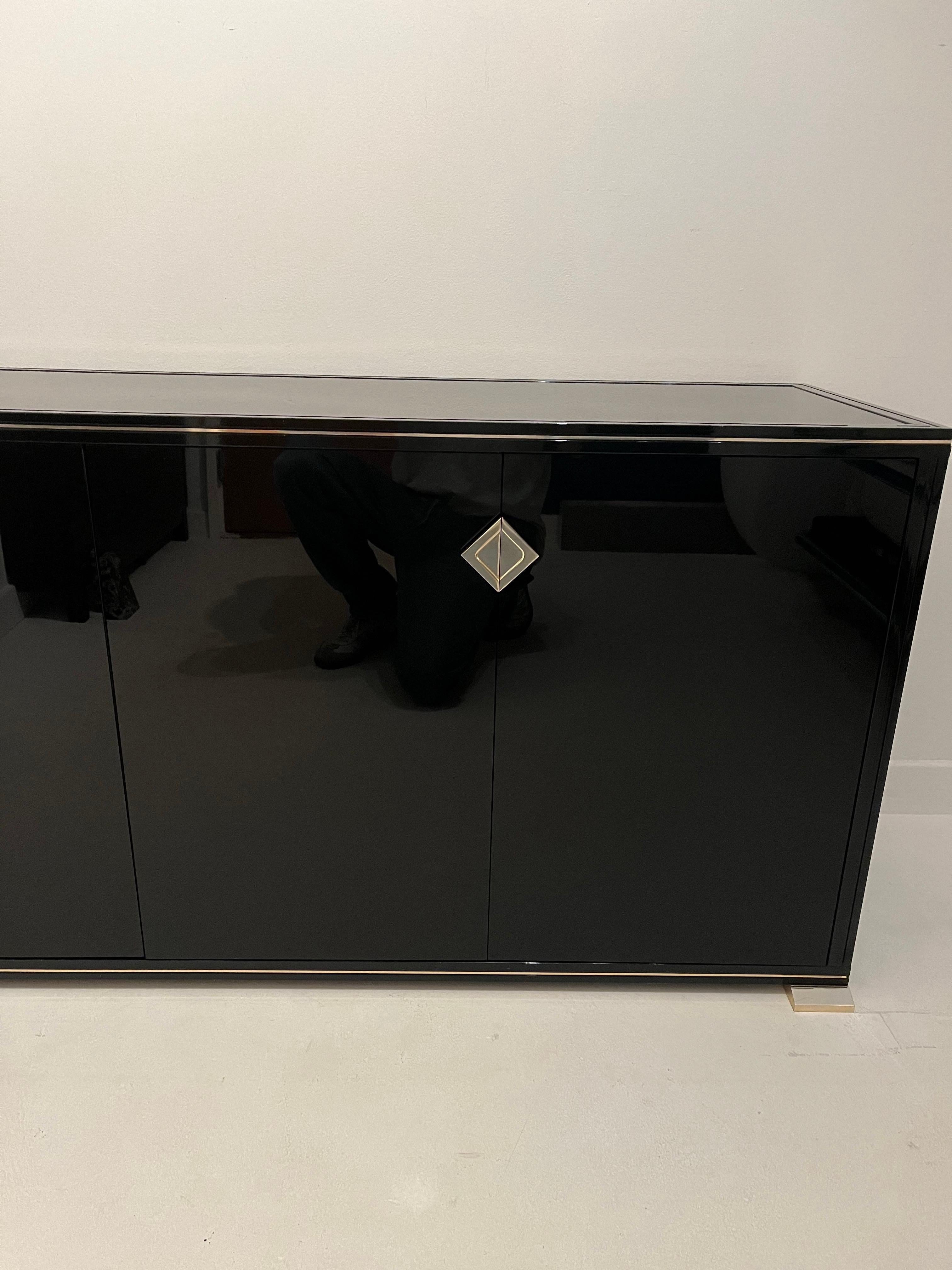 Pierre Vandel Double Sideboard Credenza Black Gold - c1980s For Sale 7