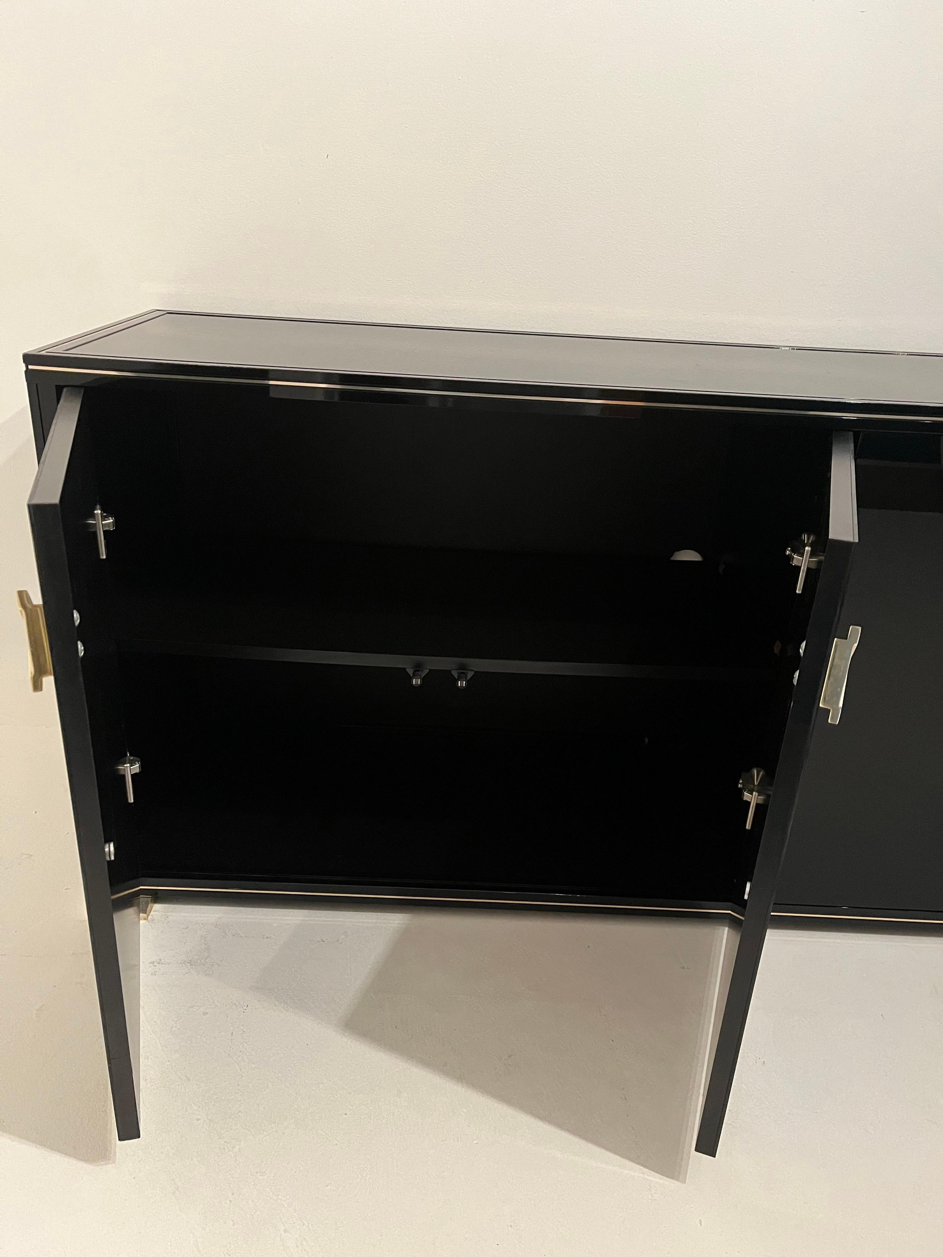 Pierre Vandel Double Sideboard Credenza Black Gold - c1980s For Sale 9