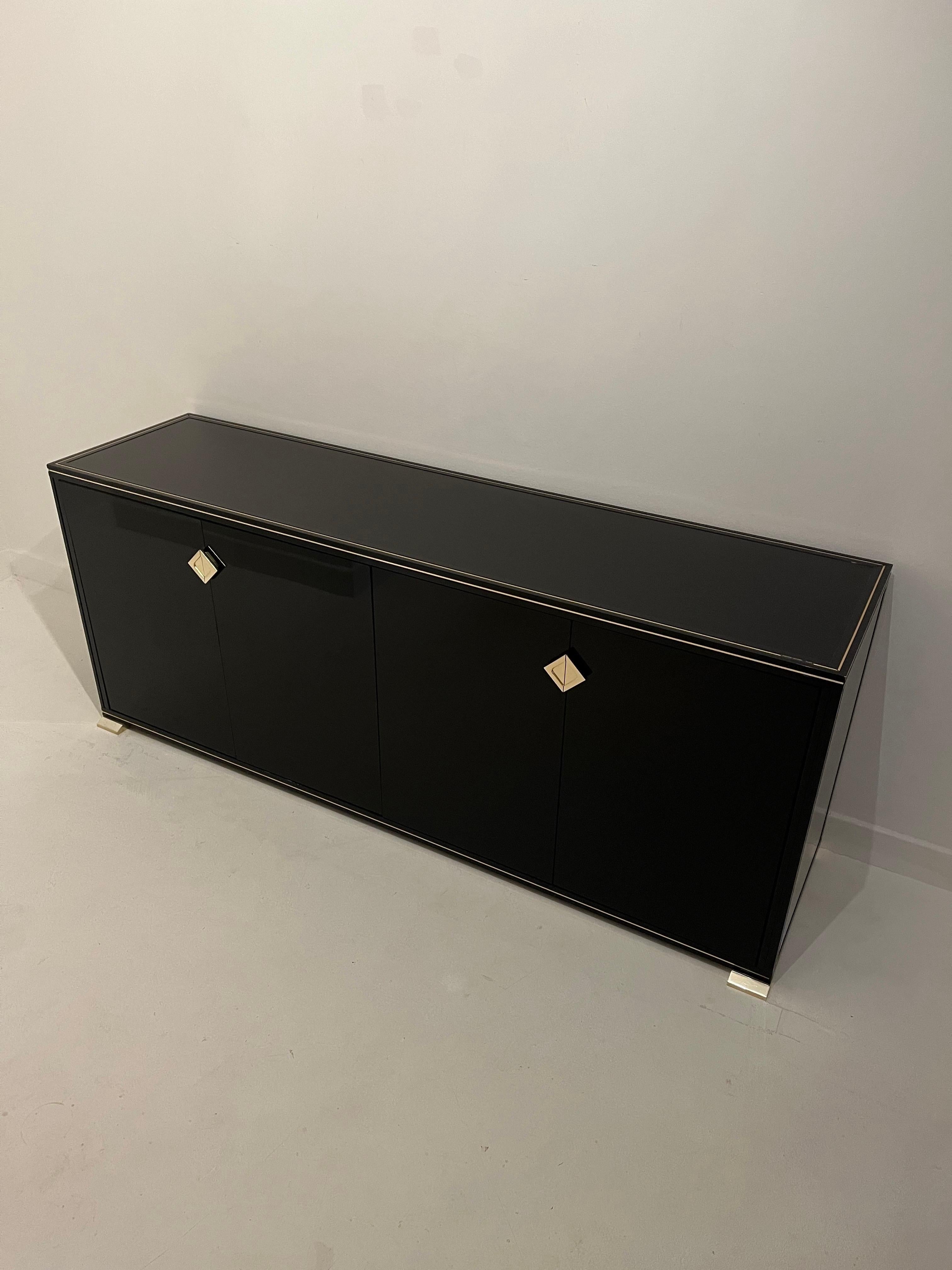 Pierre Vandel Double Sideboard Credenza Black Gold - c1980s For Sale 10