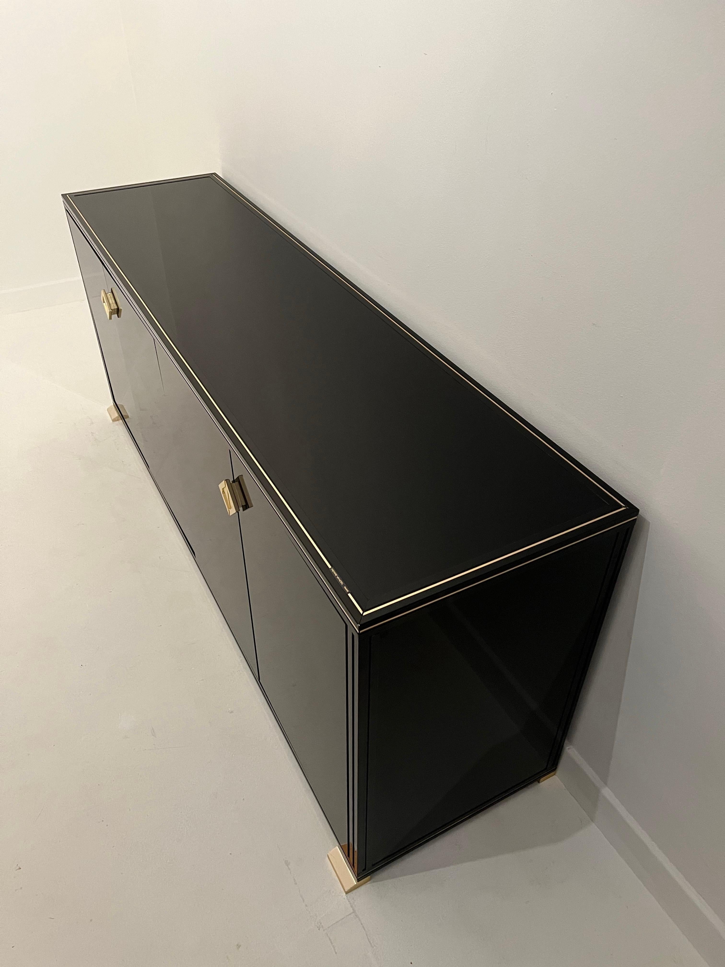 Pierre Vandel Double Sideboard Credenza Black Gold - c1980s For Sale 1