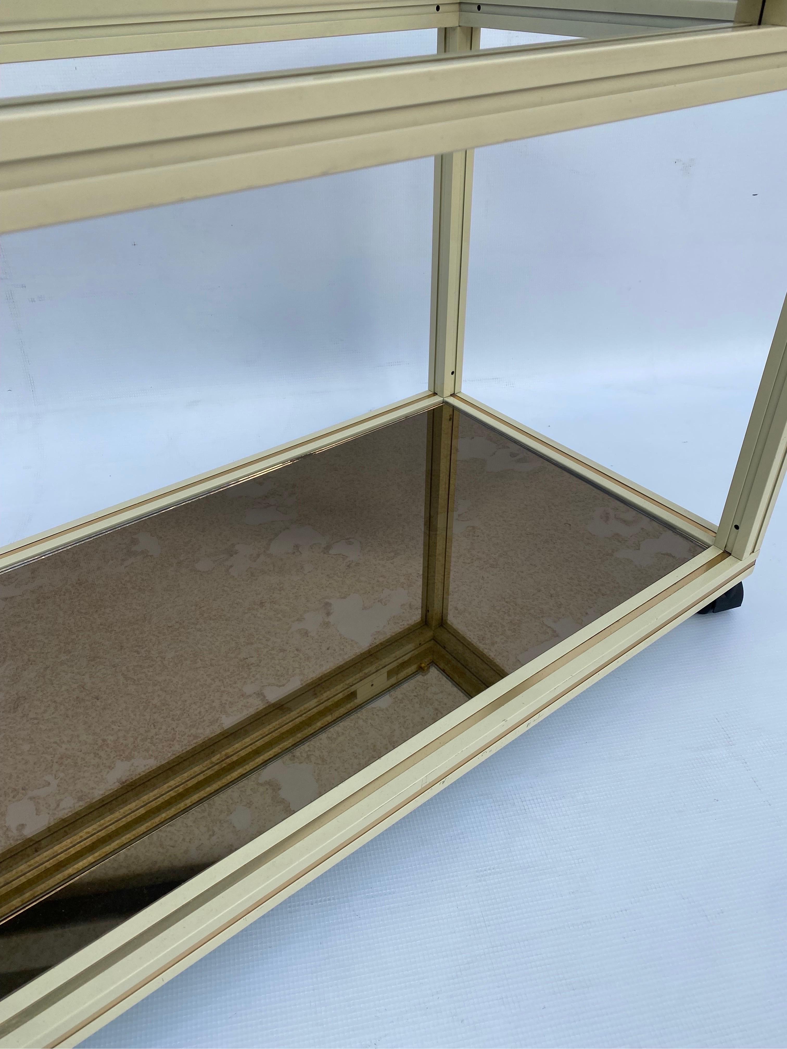 Pierre Vandel Drinks Cart Shelf Two Tiered Table Mirror Hollywood Regency 1970s For Sale 3
