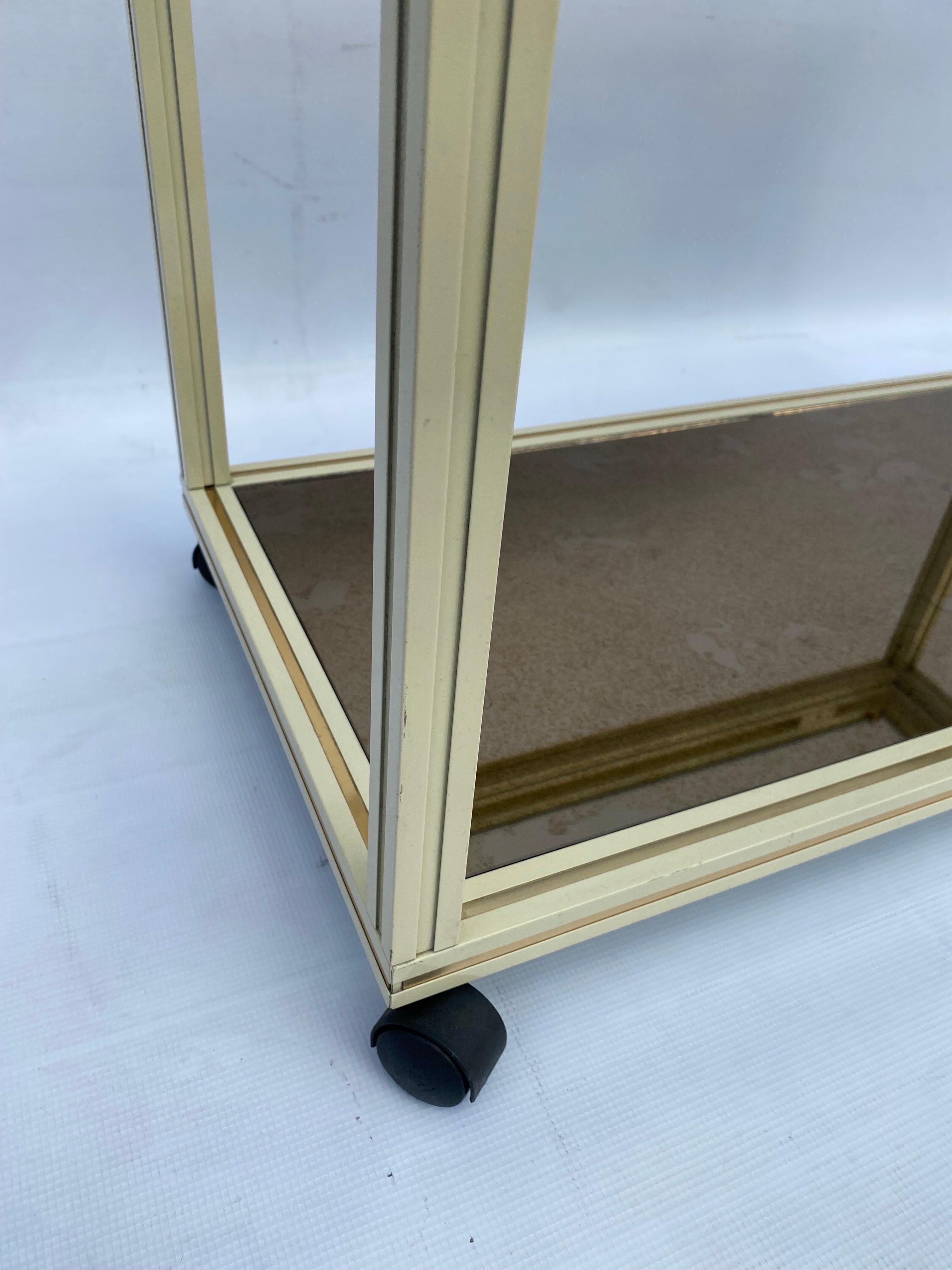 Pierre Vandel Drinks Cart Shelf Two Tiered Table Mirror Hollywood Regency 1970s For Sale 4
