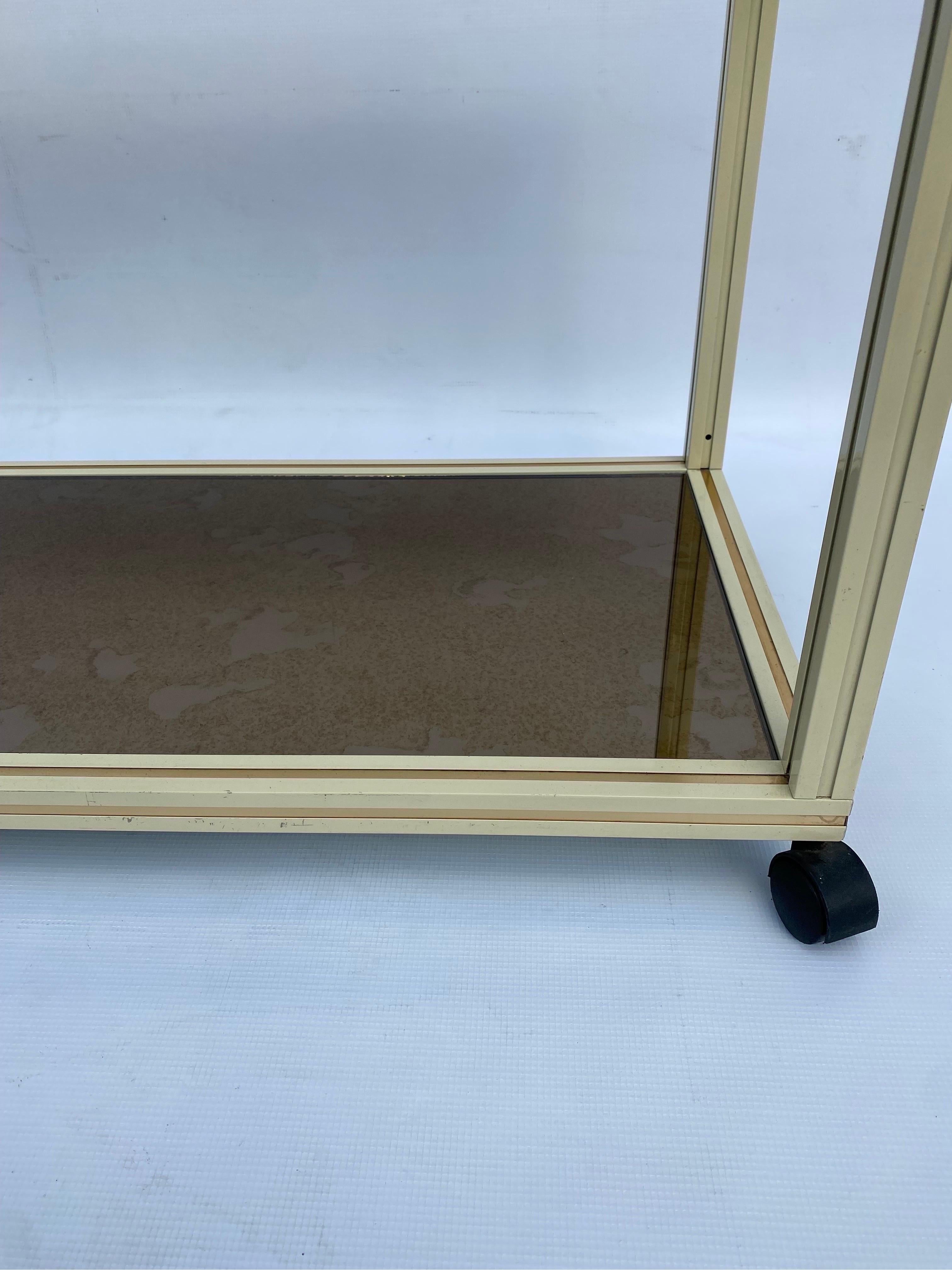 Pierre Vandel Drinks Cart Shelf Two Tiered Table Mirror Hollywood Regency 1970s For Sale 5