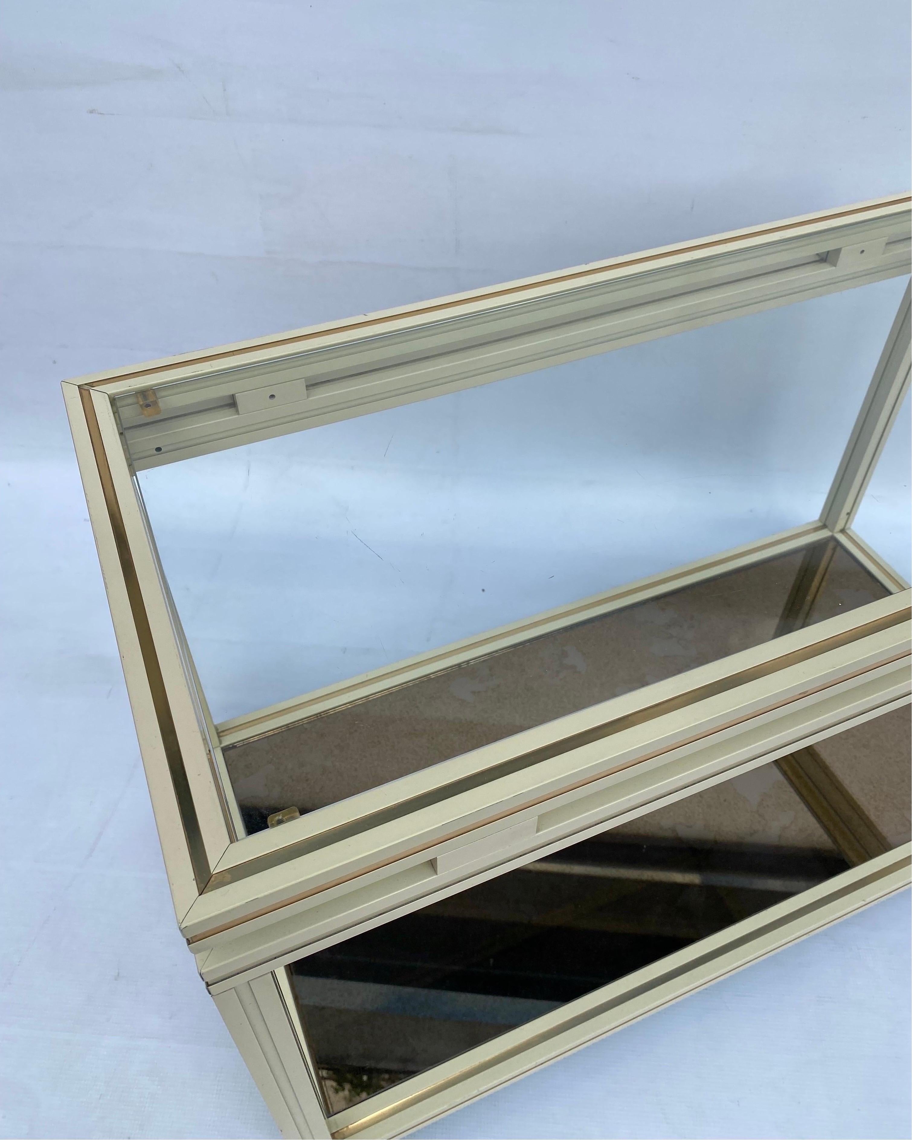 Pierre Vandel Drinks Cart Shelf Two Tiered Table Mirror Hollywood Regency 1970s For Sale 1