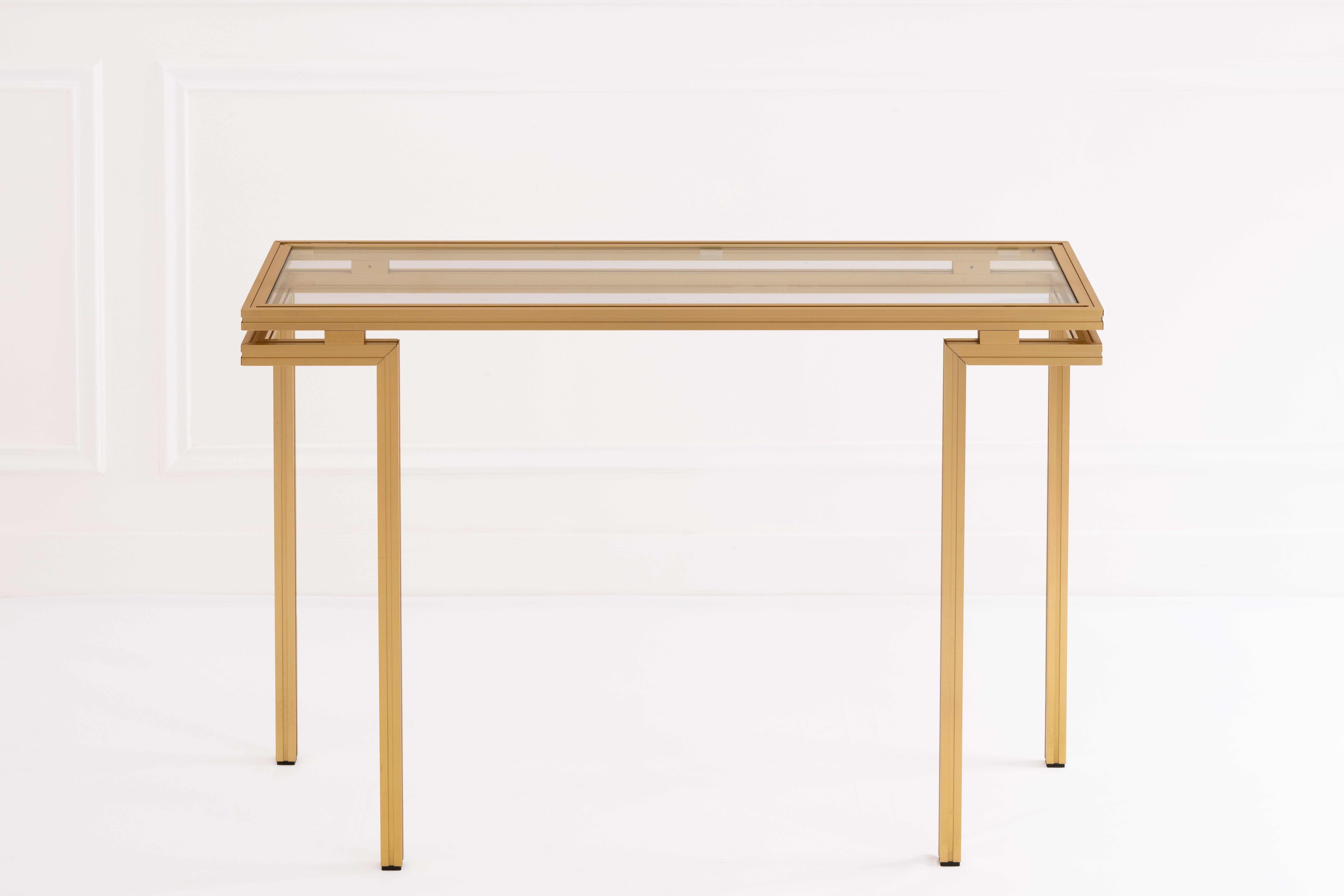 Pierre Vandel - Table console en métal doré du XXe siècle 1970 Bon état - En vente à London, GB