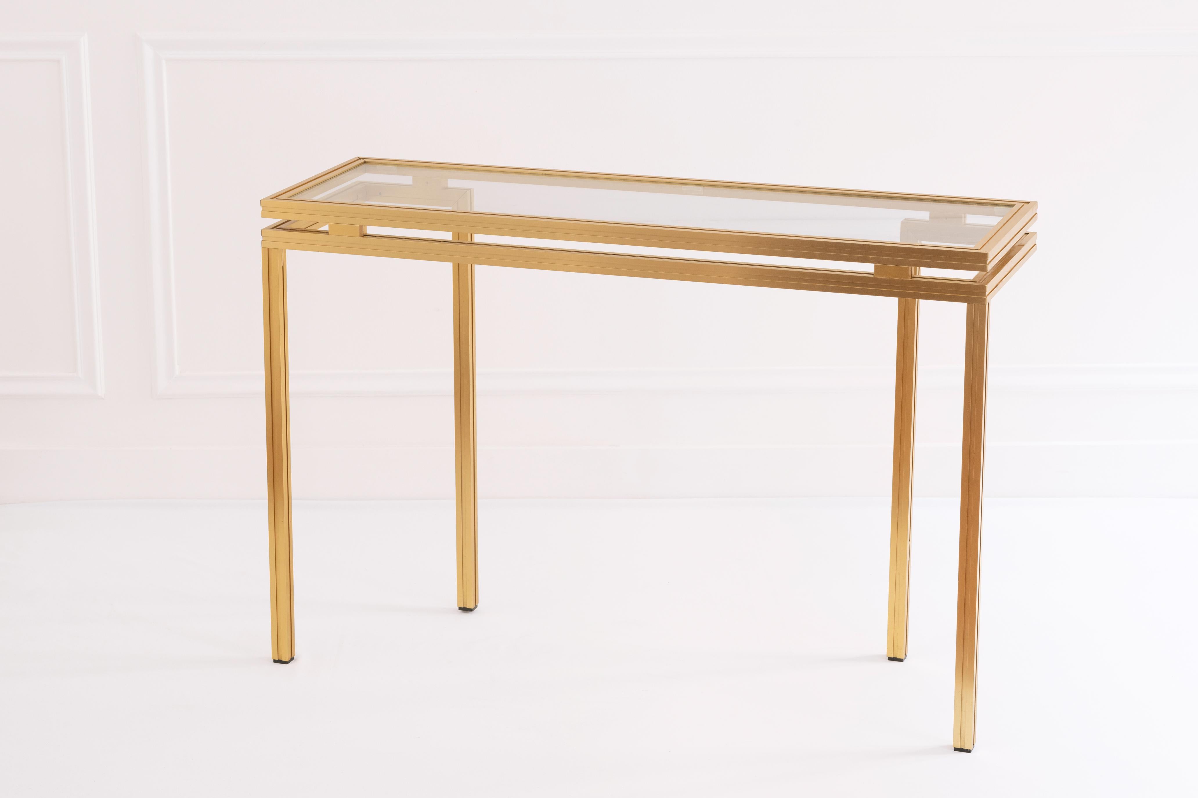 Métal Pierre Vandel - Table console en métal doré du XXe siècle 1970 en vente
