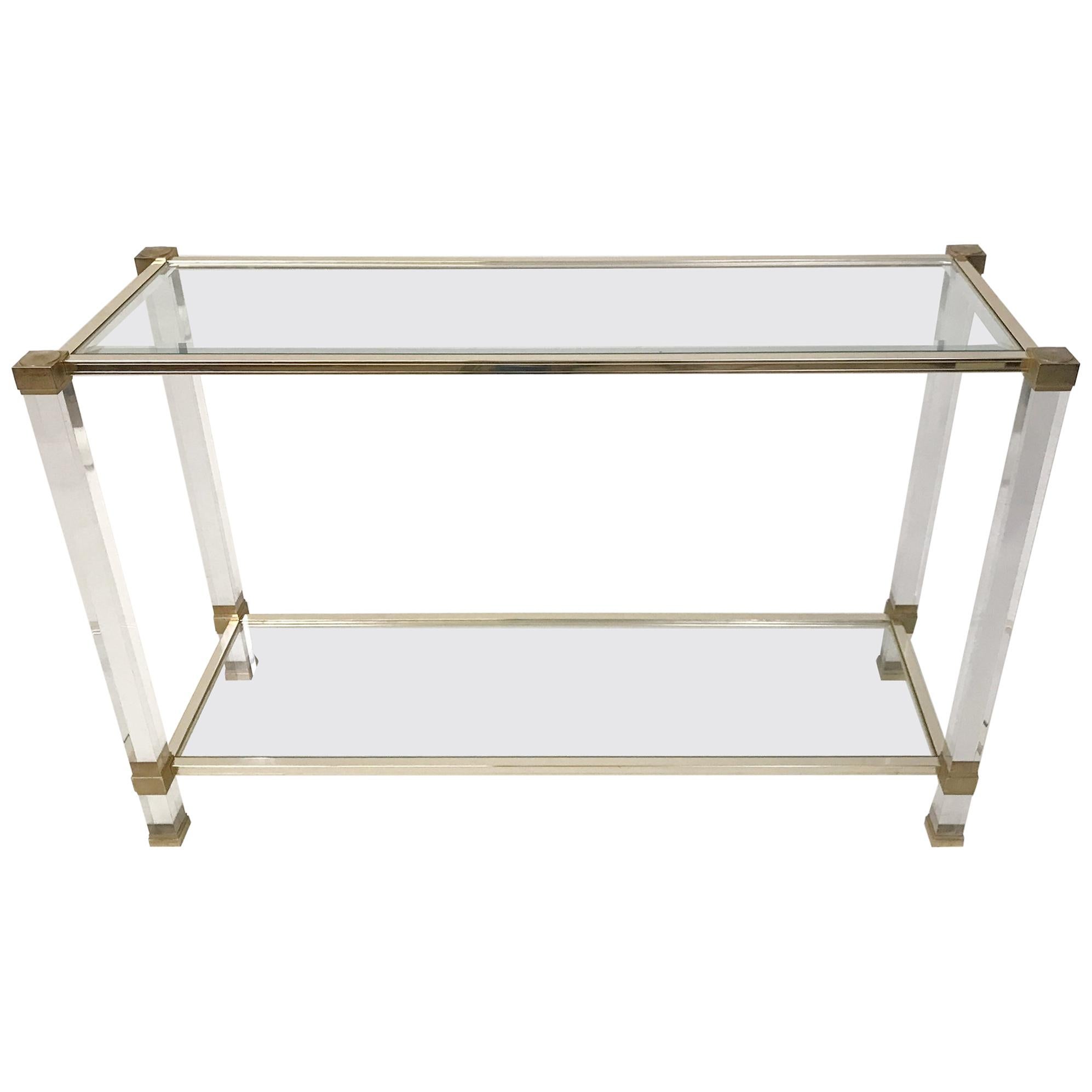 PIERRE VANDEL Lucite and Metal Console Table, France, 1970s