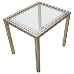 Pierre Vandel Painted Brass and Glass Side Table, 1970s, Paris