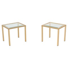 Pierre Vandel pair of side tables in brass and glass France 1970
