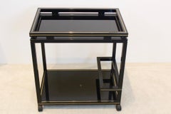 Pierre Vandel Paris Black and Gold French Barcart, 1970s