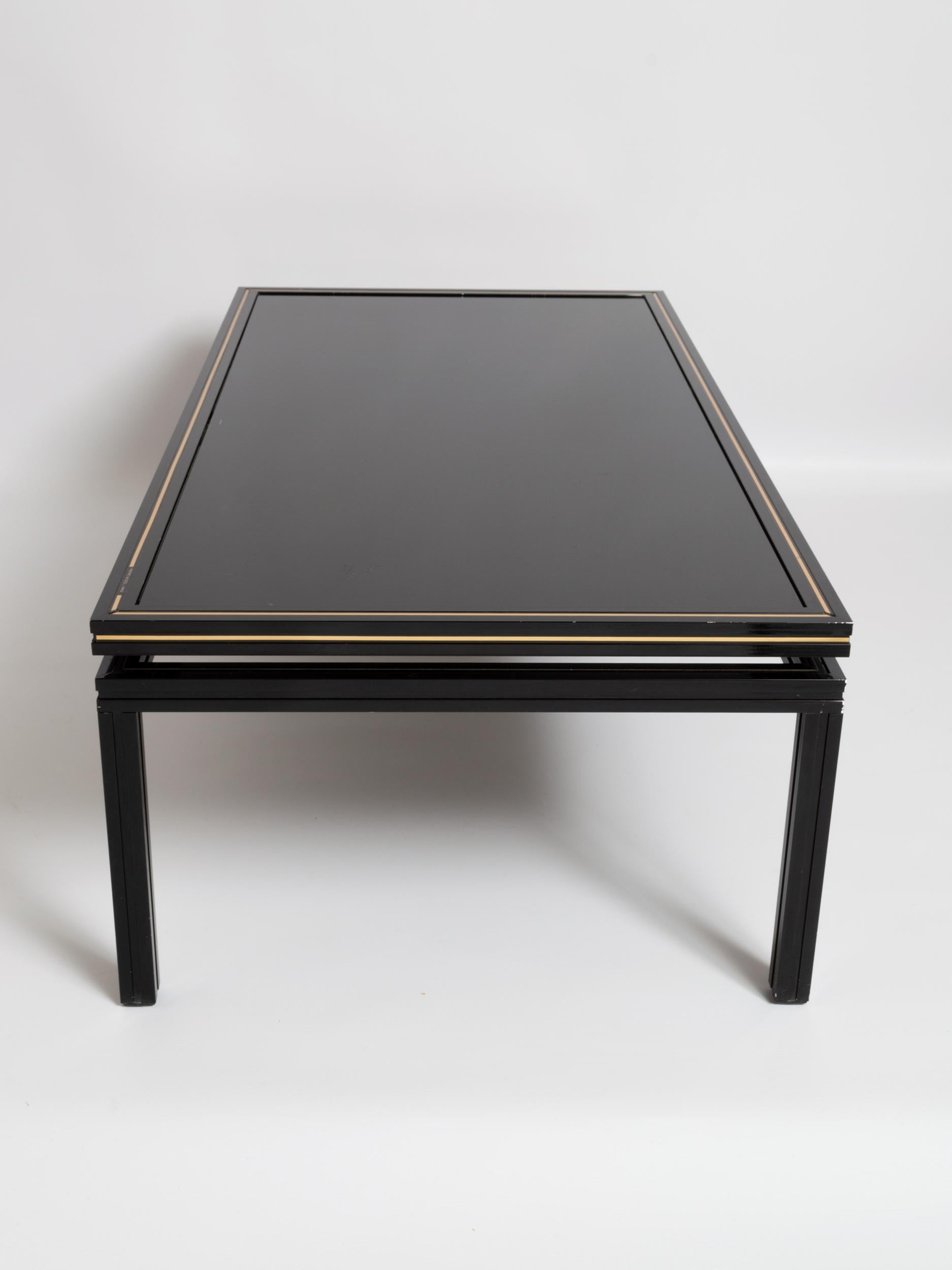 Pierre Vandel Paris Black Lacquer Coffee Table with Nesting Table, France 6