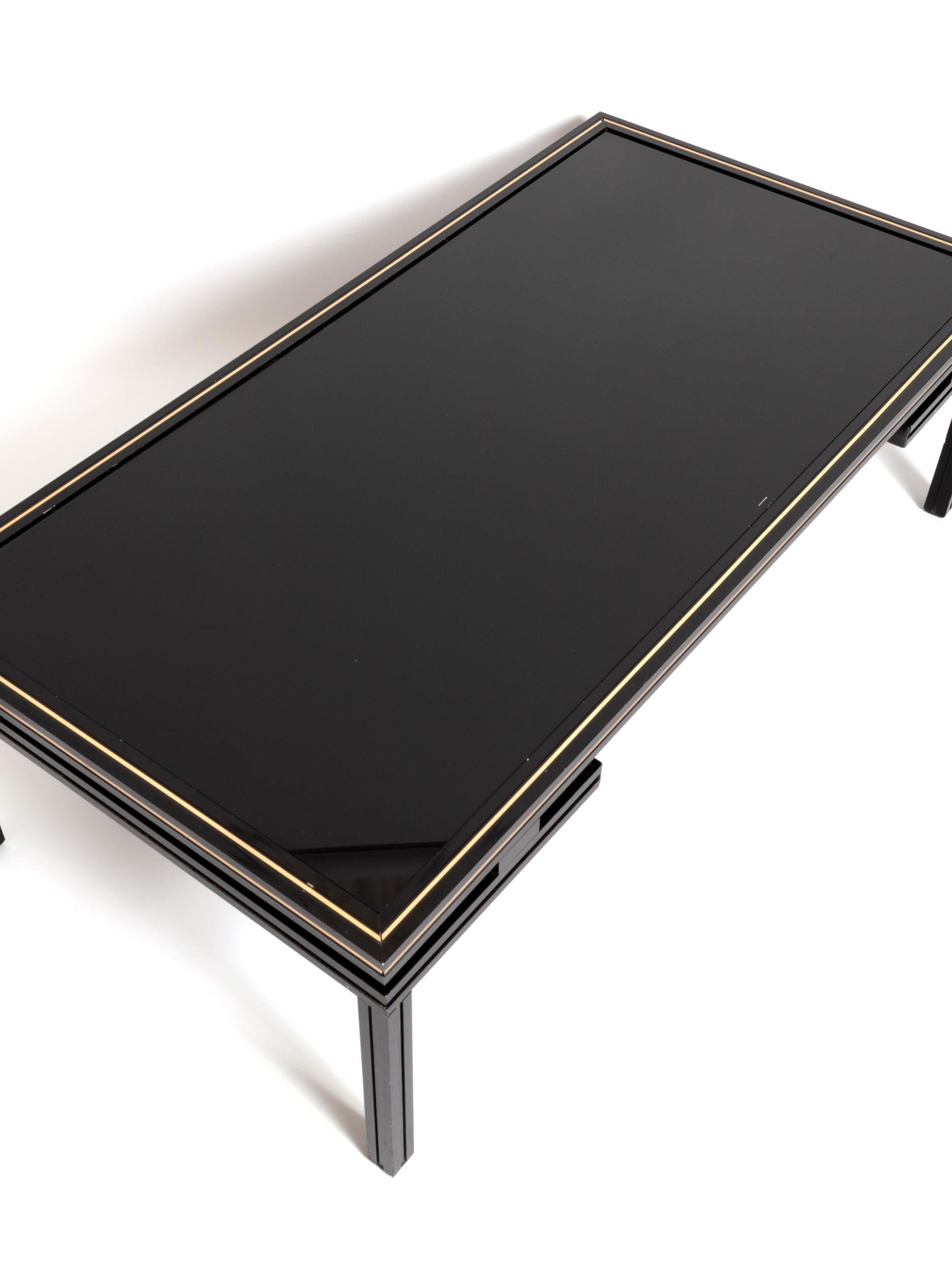 Pierre Vandel Paris Black Lacquer Coffee Table with Nesting Table, France 7