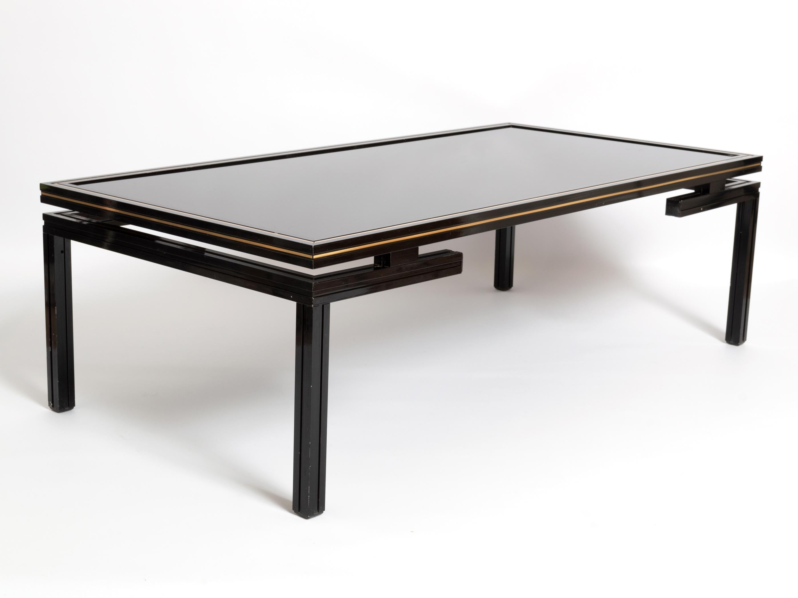 Pierre Vandel Paris Black Lacquer Coffee Table with Nesting Table, France 8