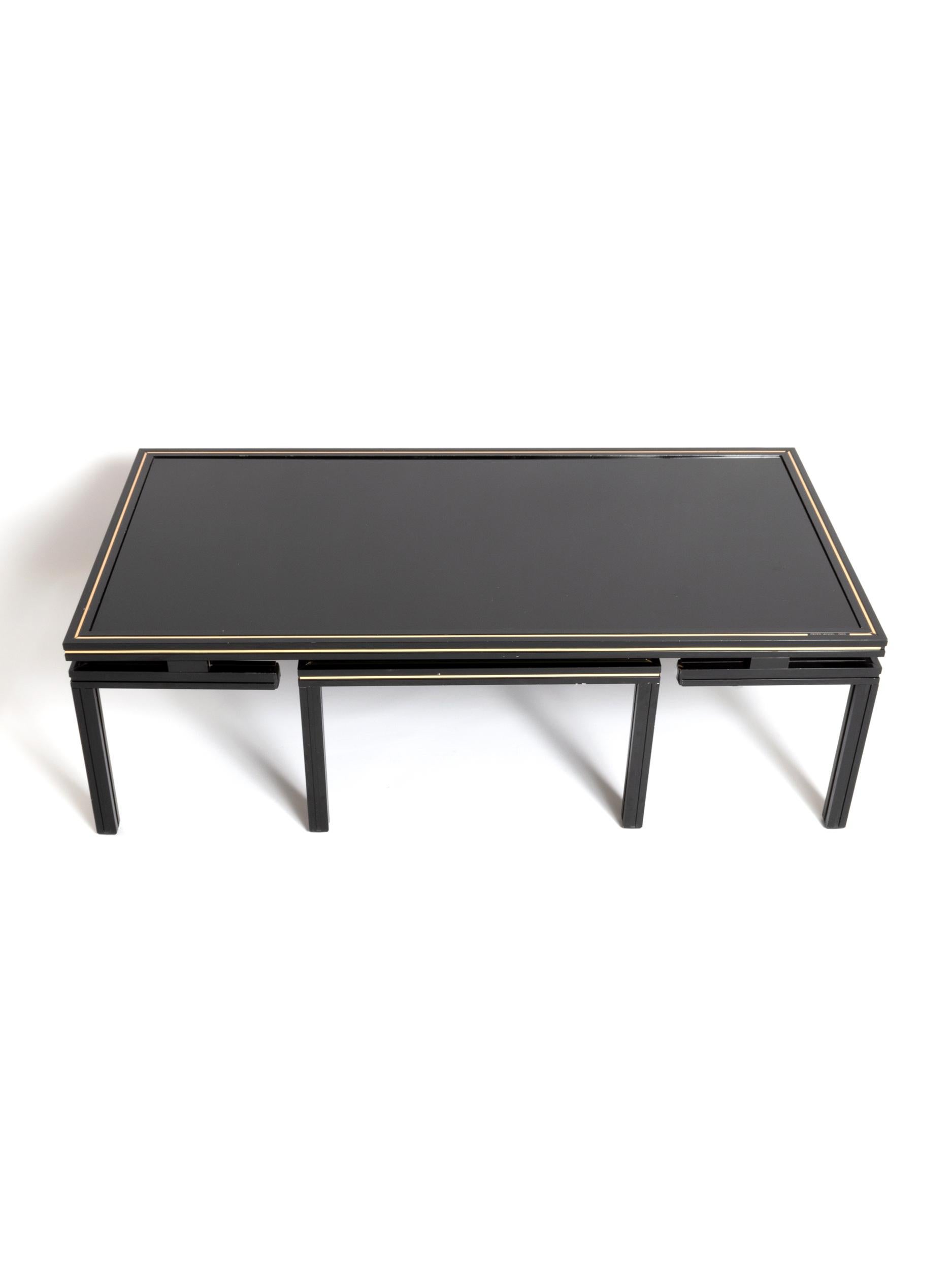 Pierre Vandel Paris Black Lacquer Coffee Table with Nesting Table, France 9