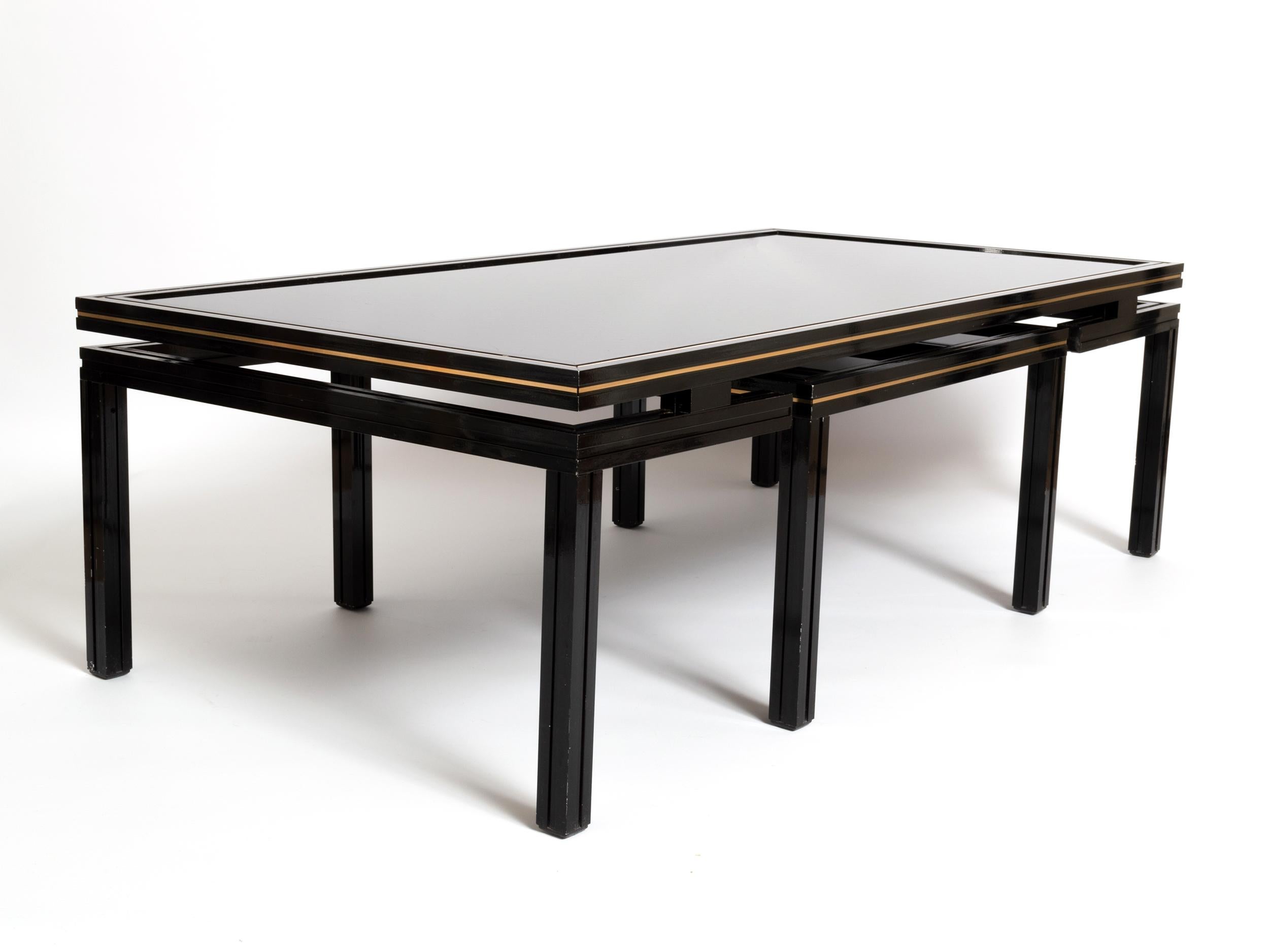 Pierre Vandel Paris Black Lacquer Coffee Table with Nesting Table, France In Good Condition In London, GB