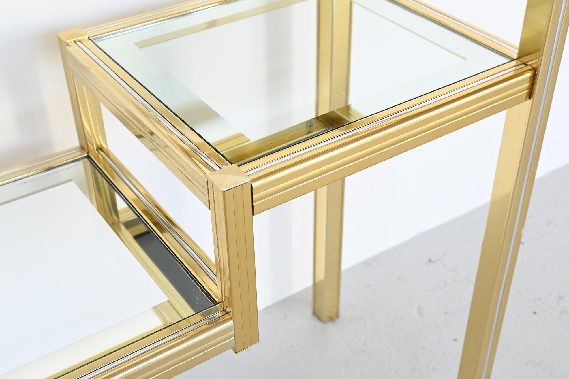 Pierre Vandel Paris Brass and Glass Console Table, France, 1970 In Good Condition In Etten-Leur, NL