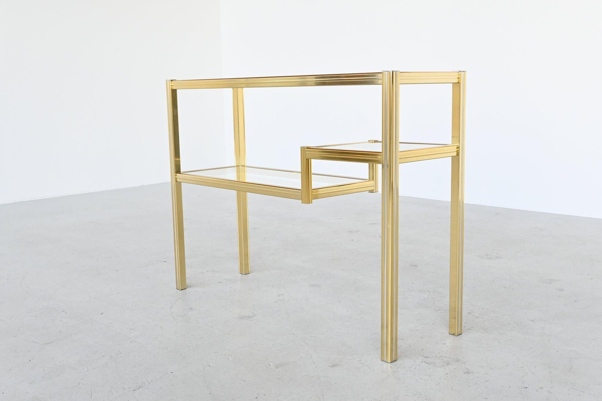 Pierre Vandel Paris Brass and Glass Console Table, France, 1970 3