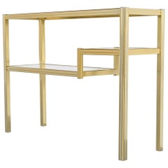 Pierre Vandel Paris Brass and Glass Console Table, France, 1970