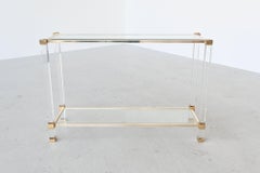 Table console Pierre Vandel Paris en lucite et laiton:: France:: 1970