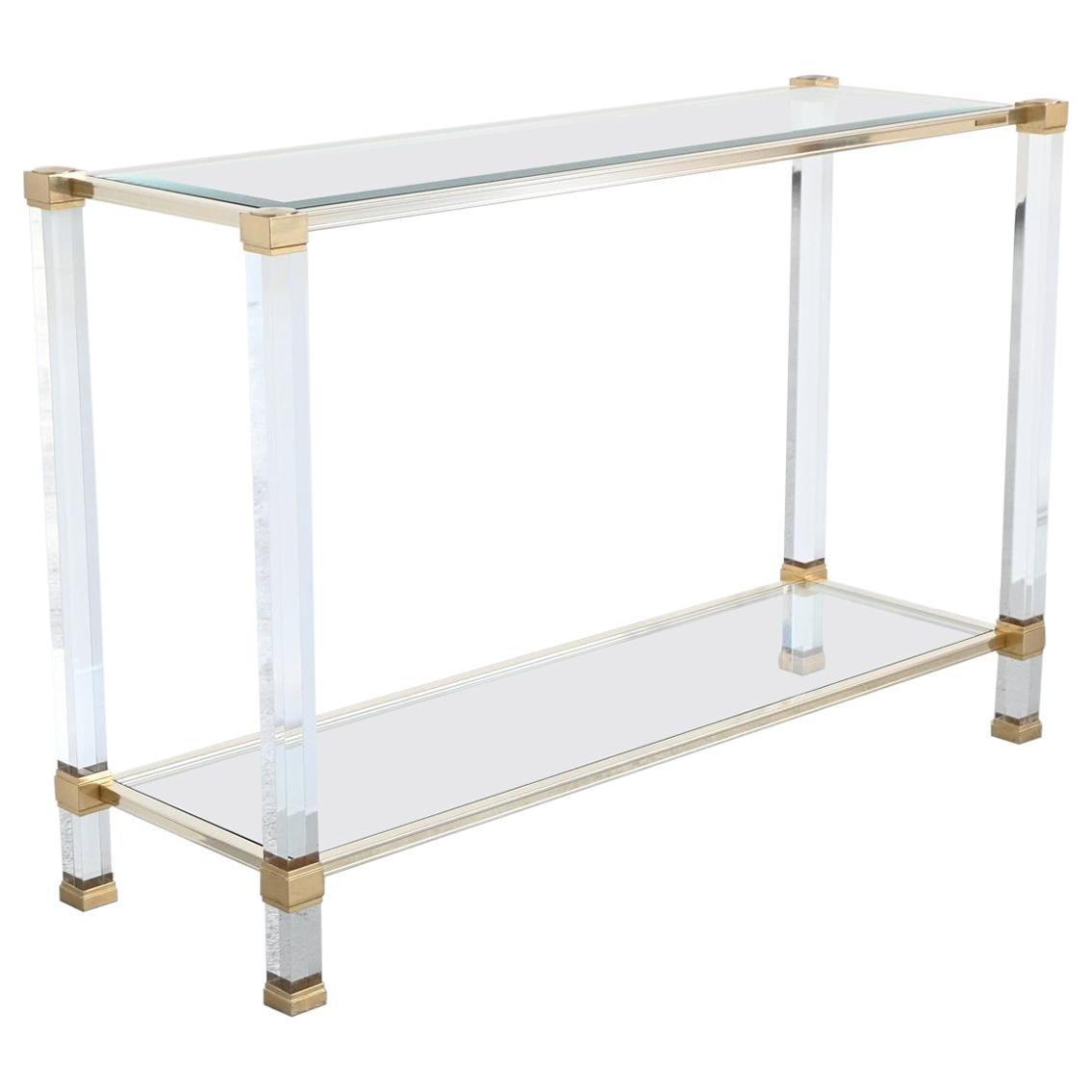 Table console Pierre Vandel Paris en lucite et laiton:: France:: 1970