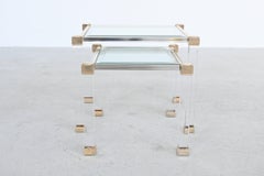 Pierre Vandel Paris Lucite and Brass Nesting Tables, France, 1970