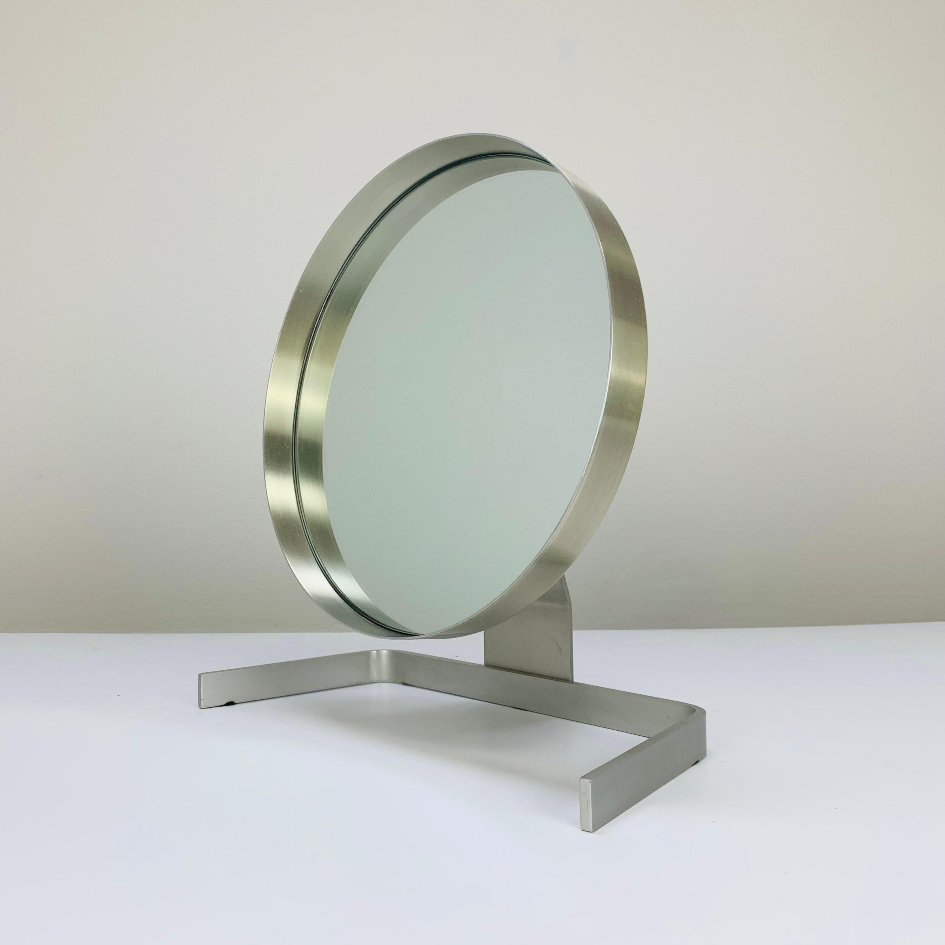 Modern Pierre Vandel Table Mirror, Aluminium, French Piece circa 1970 For Sale