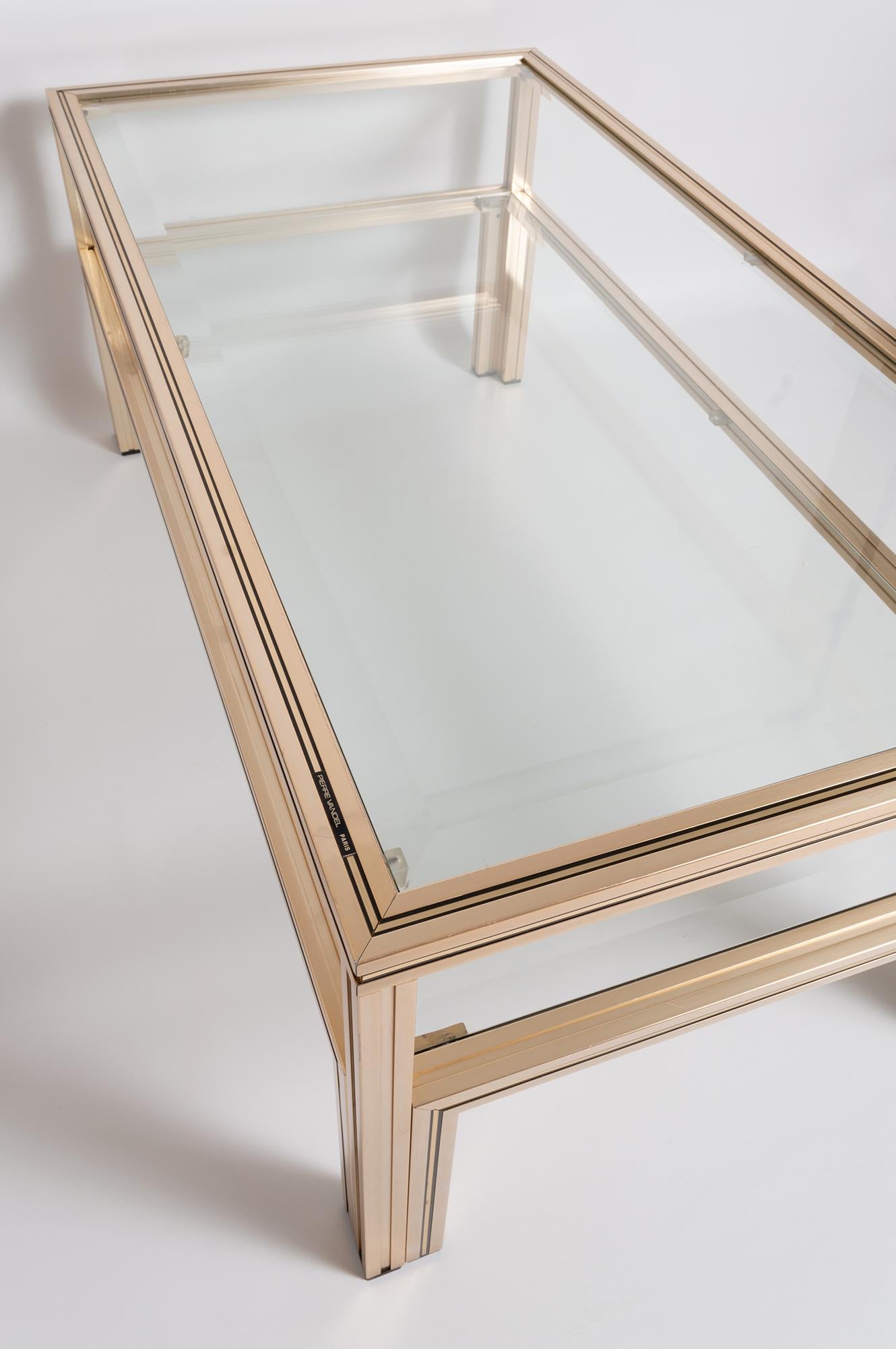 Pierre Vandel Two-Tier Gold Coffee Table, France, circa 1970 In Good Condition In London, GB