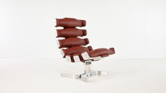 Pierre Vandel, Tumbona Rib Vertebre, Aluminio y Piel. Francia, C.1970