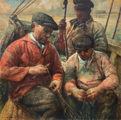 Three Fishermen, Pierre Verbeke, Ostend 1895–1962, Belgian Painter, Signed
