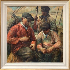 Three Fishermen, Pierre Verbeke, Ostend 1895–1962, Belgian Painter, Signed