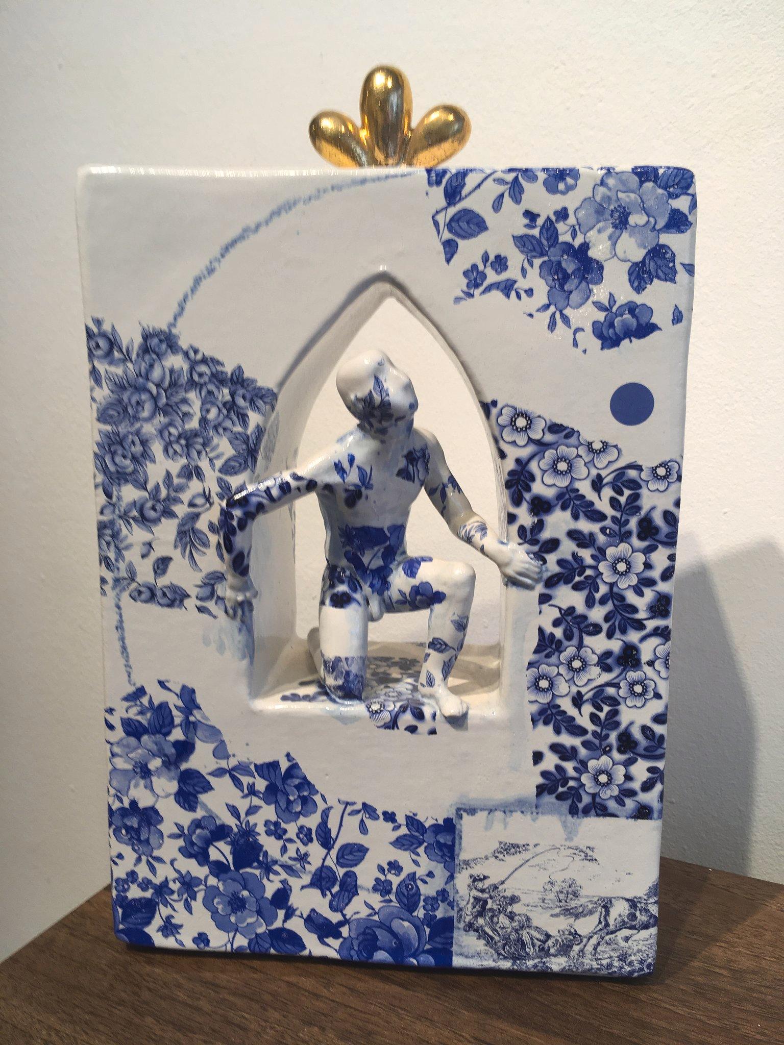 Pugilist Waiting for the Swifts in Arch - scultura contemporanea in ceramica - Sculpture Contemporaneo di Pierre Williams