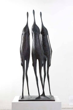 Used 3 Large Standing Figures I by Pierre Yermia - Contemporary bronze sculpture