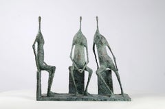3 Seated Figures I -  Bronze Group of Three Figures