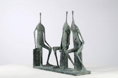 3 Figure sedute I di P. Yermia - Scultura in bronzo contemporanea, Gruppo di tre