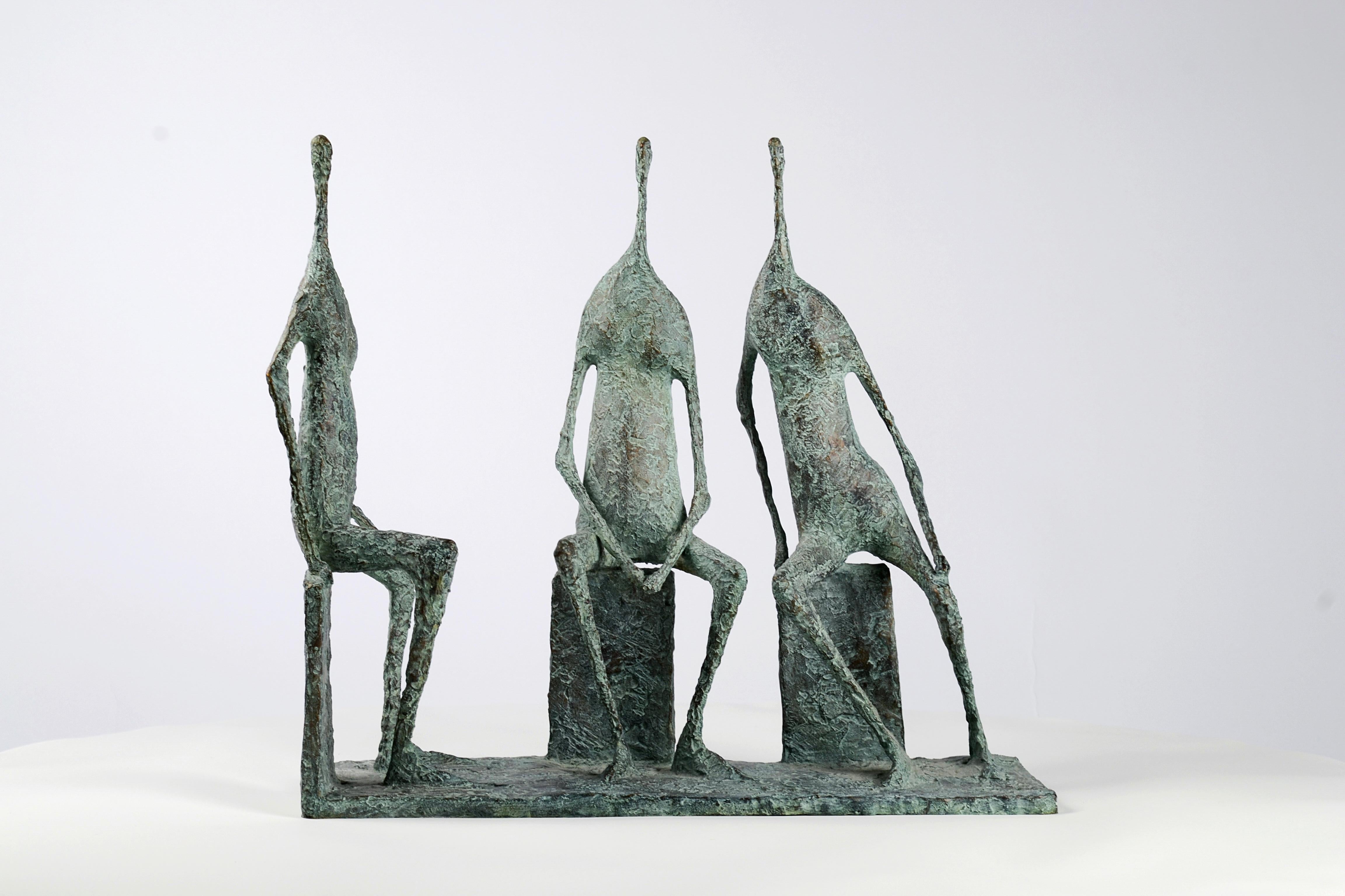 3 Seated Figures I by P. Yermia - Contemporary Bronze Sculpture, Group of Three