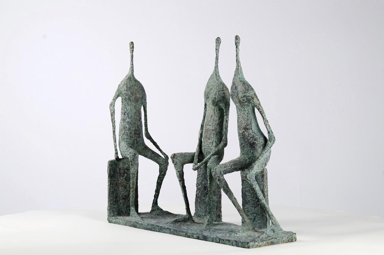 3 Seated Figures I by Pierre Yermia - Contemporary bronze sculpture, human For Sale 1
