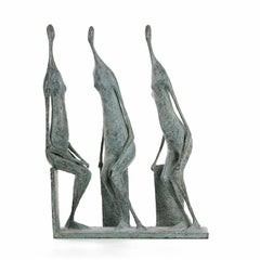 3 Seated Figures II by Pierre Yermia - Contemporary bronze sculpture, human
