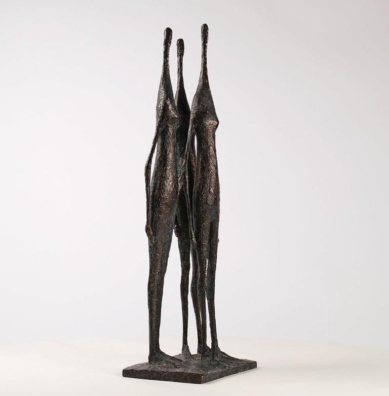 3 Standing Figures IV - Bronze Group of Three Figures - Sculpture by Pierre Yermia