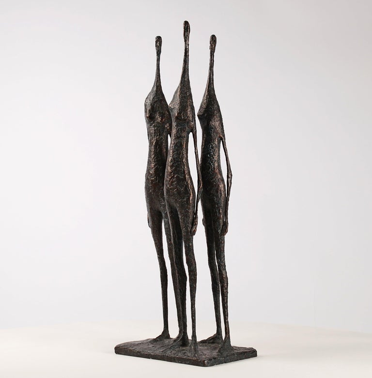 3 Standing Figures IV - Bronze Group of Three Figures - Contemporary Sculpture by Pierre Yermia