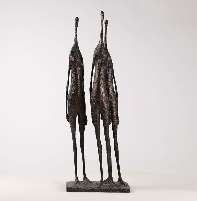 Pierre Yermia Figurative Sculpture - 3 Standing Figures IV - Bronze Group of Three Figures