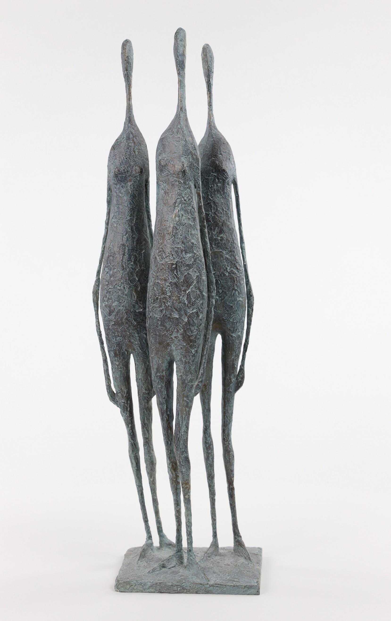 3 Standing Figures VI is a bronze sculpture by French contemporary artist Pierre Yermia, dimensions are 64 × 17 × 15 cm (25.2 × 6.7 × 5.9 in). 
The sculpture is signed and numbered, it is part of a limited edition of 8 editions + 4 artist’s proofs,