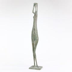 Arms Raised Standing Figure VIII by Pierre Yermia - Bronze sculpture, human