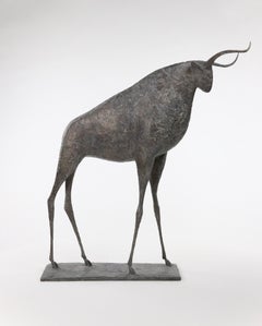 Used Bull IX by Pierre Yermia - Animal bronze sculpture, figurative, grey patina