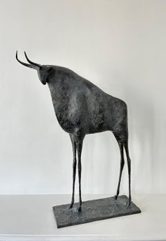Bull VIII di Pierre Yermia - Scultura animale in bronzo, figurativa, colore nero
