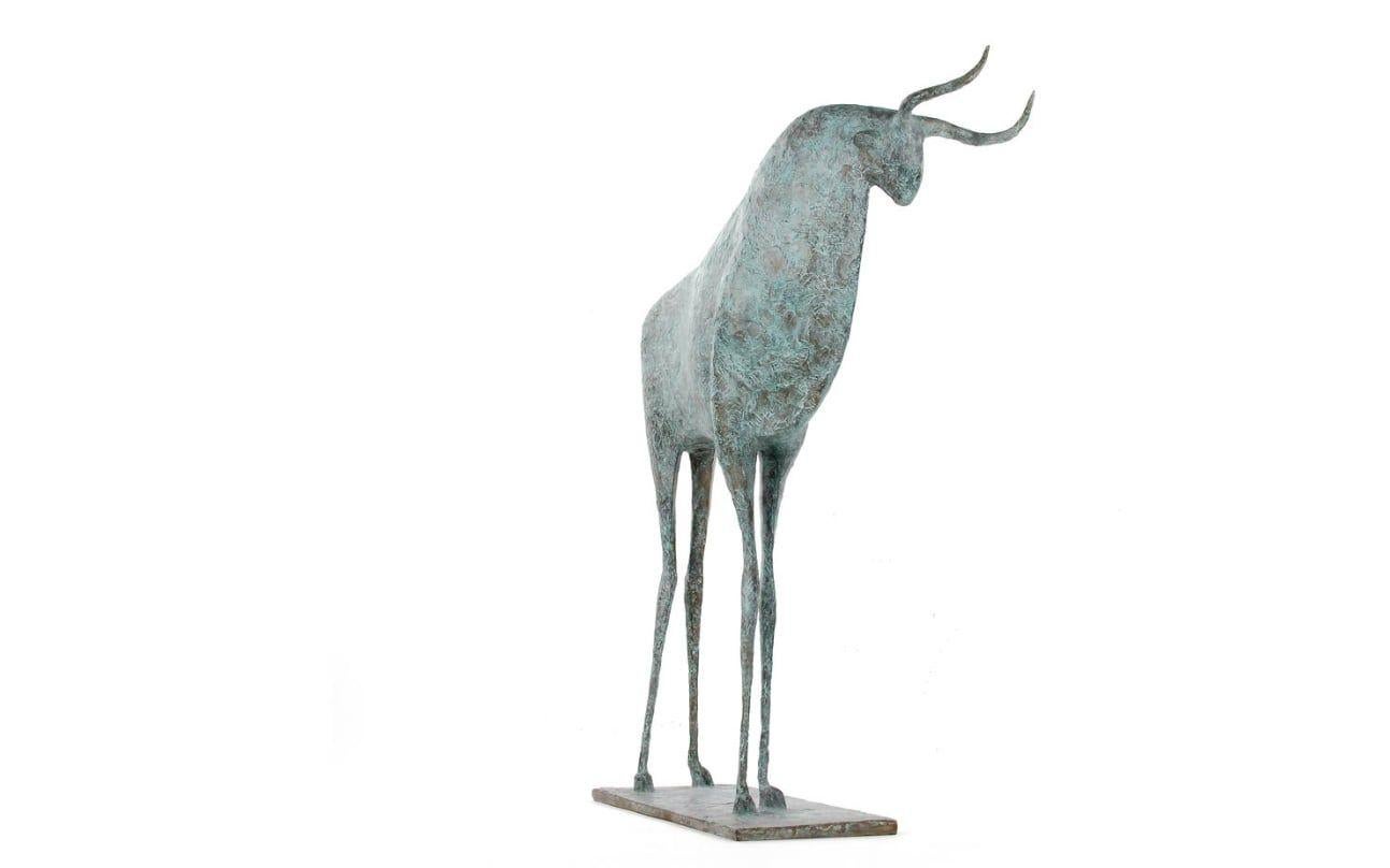 Bull VIII by Pierre Yermia - Animal bronze sculpture, figurative, grey colour For Sale 3