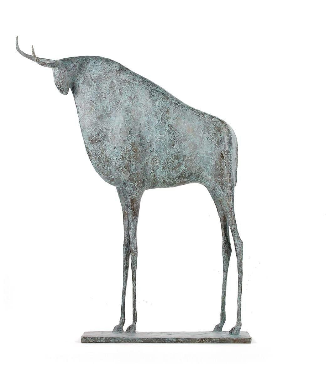 Bull VIII by Pierre Yermia - Animal bronze sculpture, figurative, grey colour For Sale 4