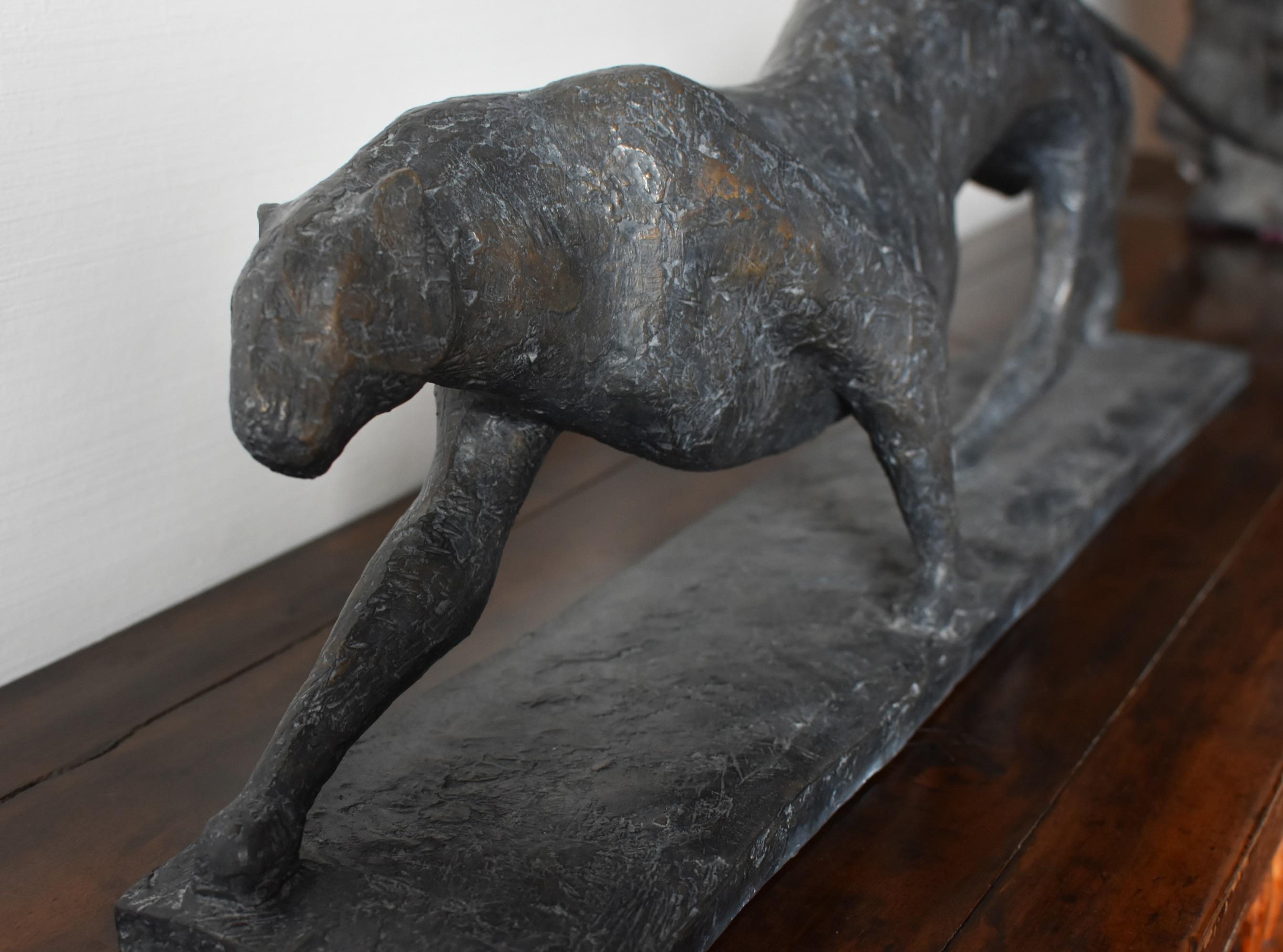 Feline IV by Pierre Yermia - Contemporary animal sculpture, bronze, cat, elegant For Sale 3