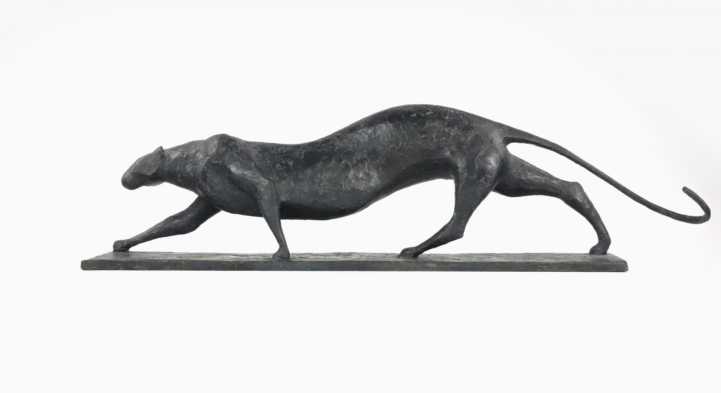 Feline IV by Pierre Yermia - Contemporary animal sculpture, bronze, cat, elegant For Sale 4